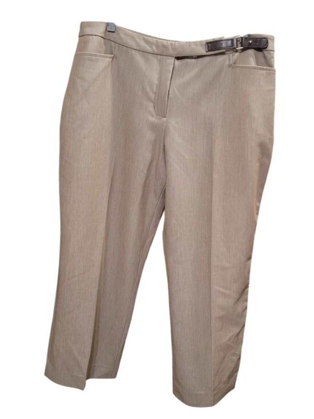 Versona Accessories Khaki Pants 14P Cropped Wide-Leg Capri